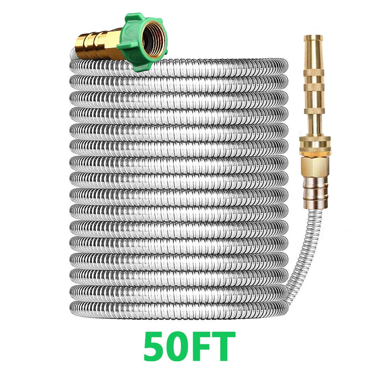 WSYW 50FT Stainless Steel Metal Garden Water Hose Pipe Flexible
