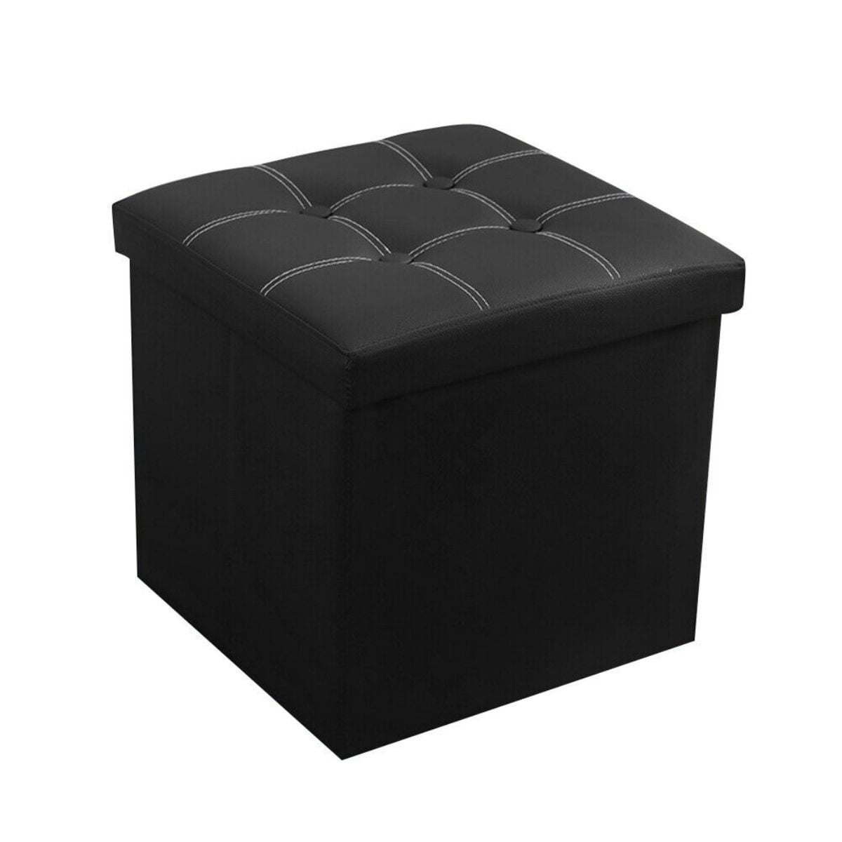 WSYW 55L Storage Ottomans Bench Foldable Footrest Footstool Seat Black