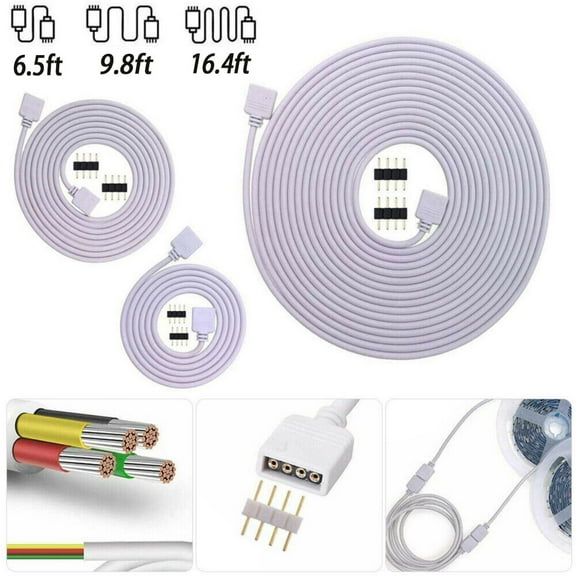 WSYW 6.5ft 4Pin RGB Extension Wire Connector Cable Cord For SMD LED Strip Light 5050 3528