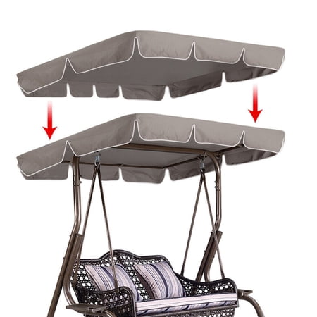 WSYW 66"x45" Patio Swing Top Cover Canopy 300D Replacement Garden Patio Outdoor Seat Top Cover Taupe