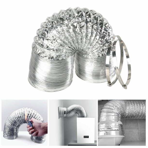 WSYW 8inchx25ft Aluminum Ducting Dryer Vent Hose HVAC Exhaust Foil Non