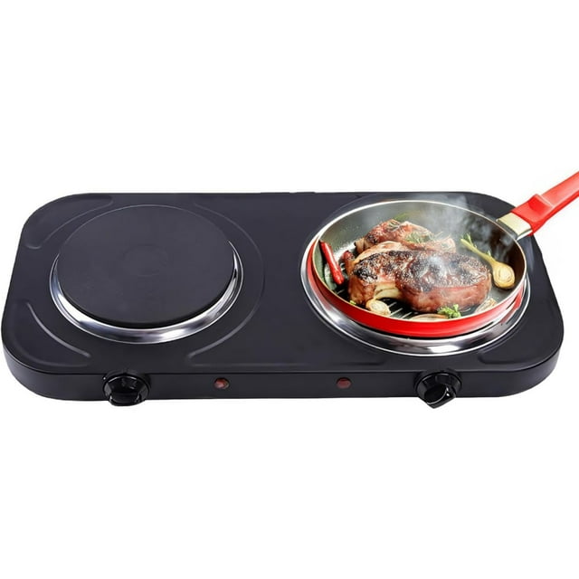 WSYW Electric Countertop Double Burner, 2000W Cooktop with 6.1" Cast