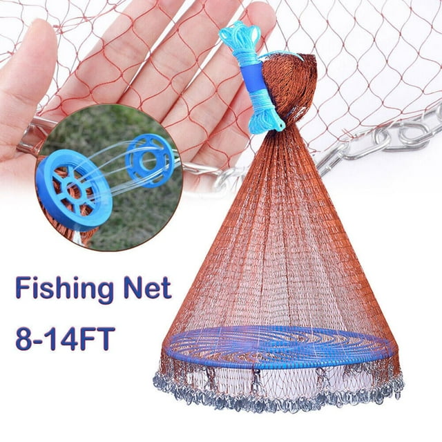 WSYW Fishing Cast Net Bait Trap 14ft Easy Hand Throw Cast Net w/Chain