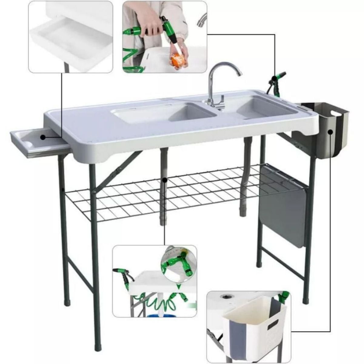 WSYW Folding Fishing Cleaning Table, Portable Camping Outdoor Table ...