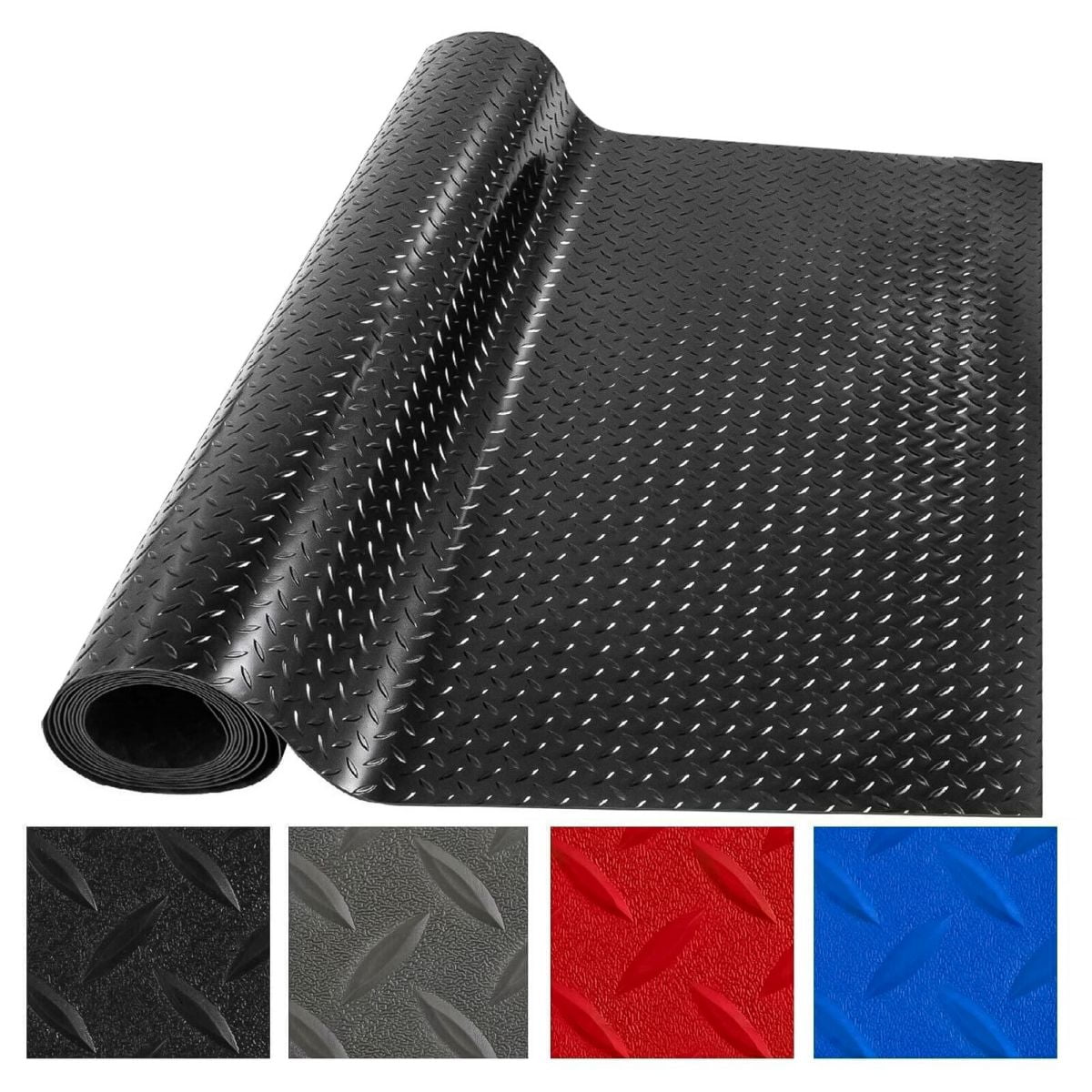 WSYW Garage Floor Mat 4 x 4 Vinyl Garage Flooring Roll with Anti Slide Diamond Texture PVC Rubber Trailer Mat Floor Protector Mats for Under Car