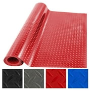 WSYW Garage Floor Mat, 4' x 4' Vinyl Garage Flooring Roll with Anti-Slide Diamond Texture PVC Rubber Trailer Mat, Floor Protector Mats for Under Car Parking, Protects RV Trailer Flooring, Red