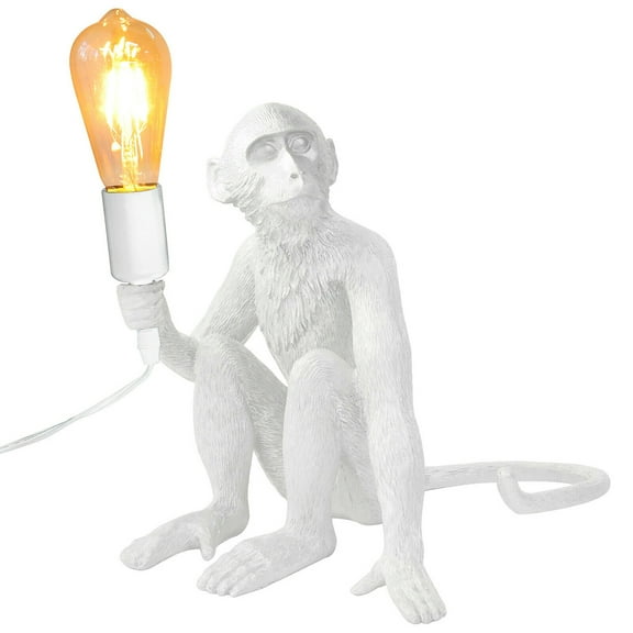 WSYW Modern Table Light, Monkey Desk Lamp Resin Monkey Table Lighting Fixture Home Decor for Living Room Bedroom Office College Dorm (White)