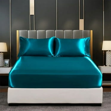 WSYW Satin-Silk Sheets Bed Deep Pocket Twin Full Queen King Bed Mattress Cotton Cover Soft