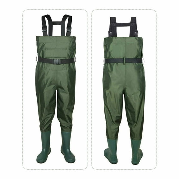 WSYW Waterproof Chest Waders Nylon 2-Ply Rubber Bootfoot for Hunting Fishing Green US Size 6