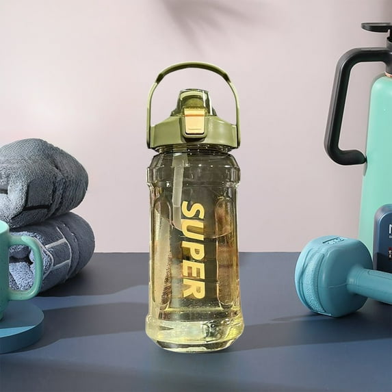 WSZZL 1.5L Sports Water Bottle with Straw and Leak-Proof Lid, Portable Shatterproof Fitness Hydration Bottle for Workout, Gym, Travel, Outdoor Activities