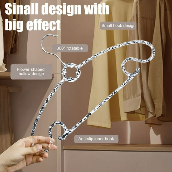 WSZZL 10 Pack Non-Slip Clothes Hangers with 360° Swivel Hook - Space-Saving Household Hangers for All Types of Clothing - Durable Plastic Design for Efficient Drying and Organized Closets
