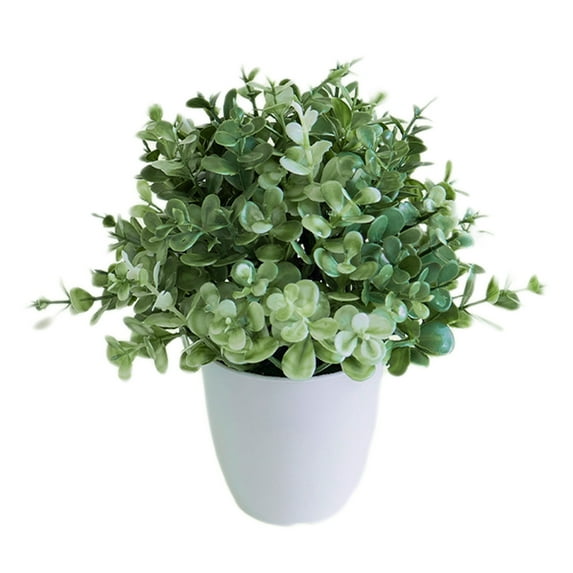 WSZZL 3 Pronged Eucalyptus Leaf Potted Artificial Plant for Home Office Decoration, Realistic Plastic Faux Plant for Indoor Outdoor Use, Sun and Water Proof, 1 Piece