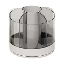 WSZZL 360 Degree Rotating Pencil Cup, 5.51 Inch Desk Organizer with 6 Compartments, White Plastic Stationery Storage for Office Home Desktop, Multi-Purpose Organizer