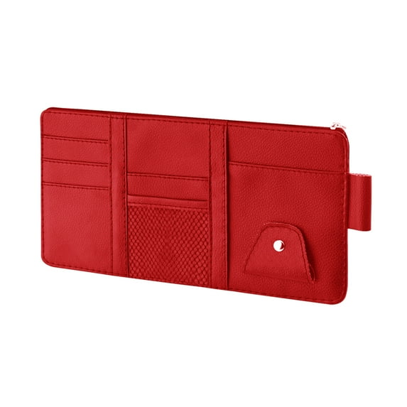 WSZZL Car Visor Storage Bag, Multi-Function Organizer, P-leather, 9 Pockets, Sunglasses Clip, Vehicle Document Holder, Travel Accessories, Easy Installation, Car Interior Organizer