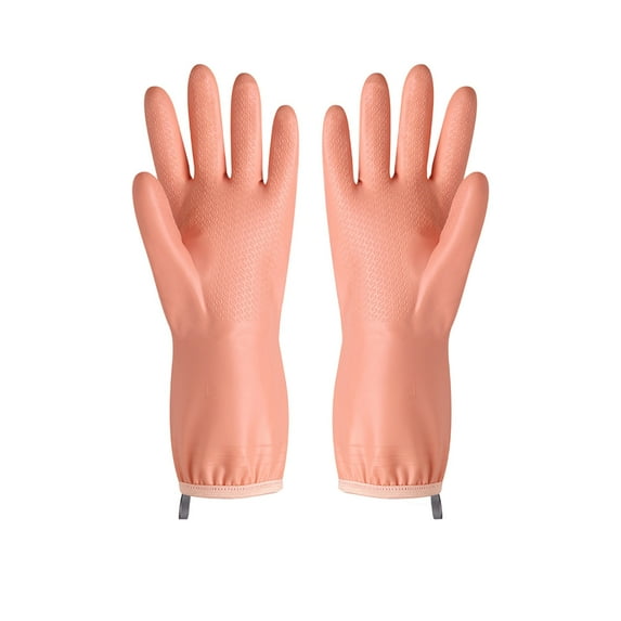 WSZZL Dishwashing Gloves, Waterproof Rubber Gloves, Warm Fleece Lined, Anti-Slip Texture, Elastic Cuff, Durable Kitchen Gloves, Ideal for Dishwashing and Laundry