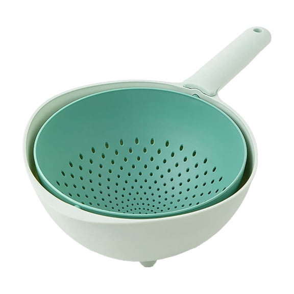 WSZZL Effortless Rotating Drainage, Double Layer Rotating Colander, Fast Food Washing and Draining, Ideal for Fruit, Vegetables, Perfect for Home, RV, Dorm Kitchen, Great for Busy Cooks