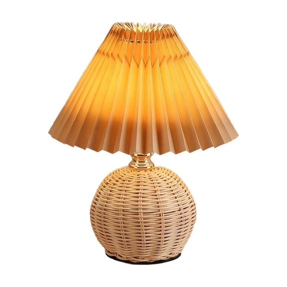 WSZZL Elegant Pleated Table Lamp, Versatile Ambient Light, Stylish Rattan Ball Design, Perfect for Bedroom or Living Room, Ideal Gift for Friends and Family