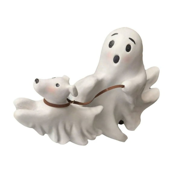 WSZZL Ghost and Running Dog Statue, Halloween Decor, Whimsical Resin Ornament, Unique Dog Ghost Design, Perfect for Parties and Halloween Celebrations, 8.3 inch