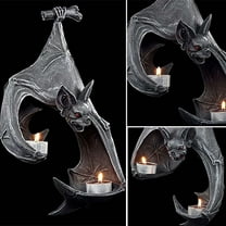 WSZZL Gothic Wall Candle Holder Bats Light Set, Halloween Decoration, 2 Tea Light Capacity, 7.9x5.9 inch Resin Wall Art, Ideal for Home and Garden Decor