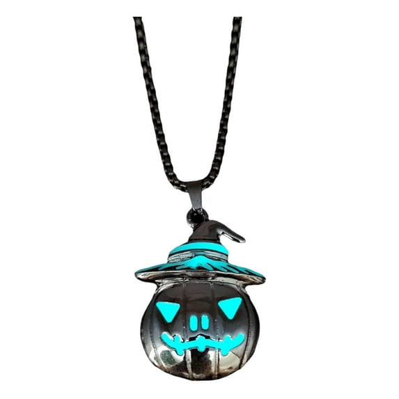 WSZZL Halloween Necklace, Pumpkin Ghost Face Pendant, Glow in the Dark Accessory, Unique Jewelry, Ideal for Parties, Costumes, Festive Gifts, Halloween Enthusiasts