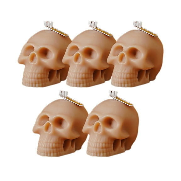 WSZZL Halloween Skull Aromatherapy Candle Ornaments, 5-Pack Soy Wax Decorative Candles for Party Centerpiece, Home Decor, and Gifts