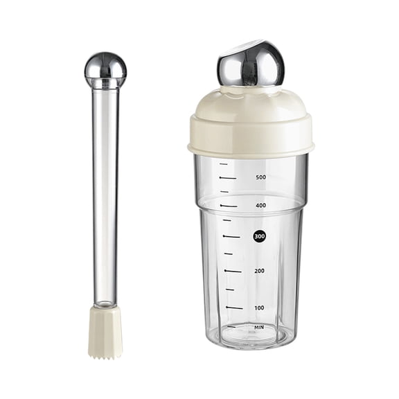 WSZZL Hand Cranked Cocktail Shaker with Ice Masher for Milk Tea, Lemon Tea, Mojito – 600ml Graduated Shaker Set for Bars and Cafés