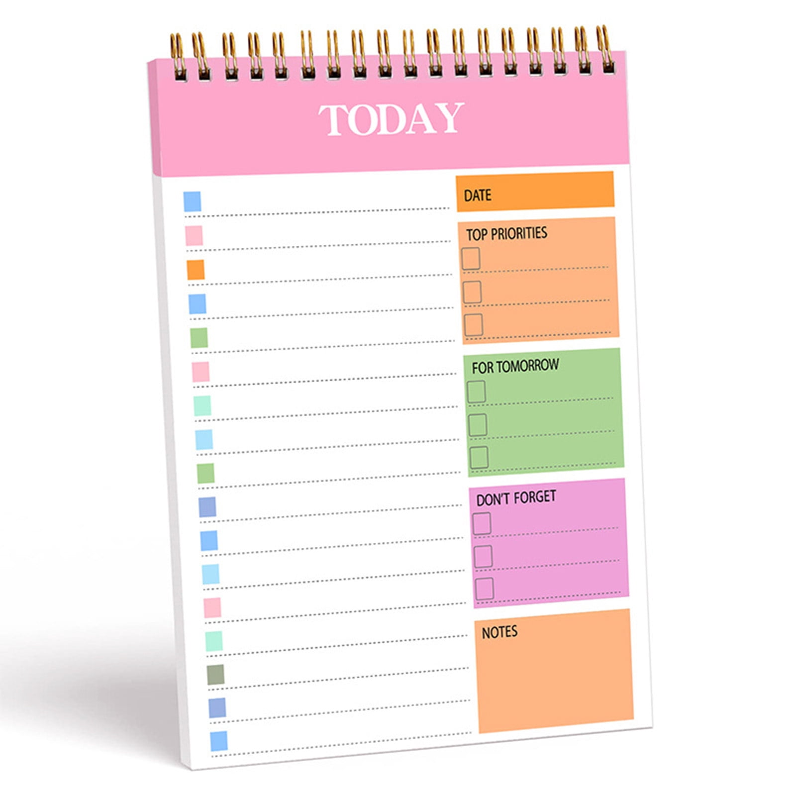 WSZZL High Color A5 Daily Planner Notebook with Sticky Notes - Undated ...