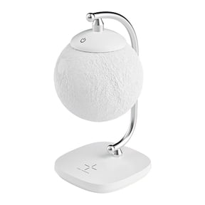 WSZZL Lunar Inspired Touch Control LED Table Lamp, Dimmable Night Light with Wireless Charger, Eye Protection Reading Light for Bedroom, Portable USB Rechargeable Design for Adults
