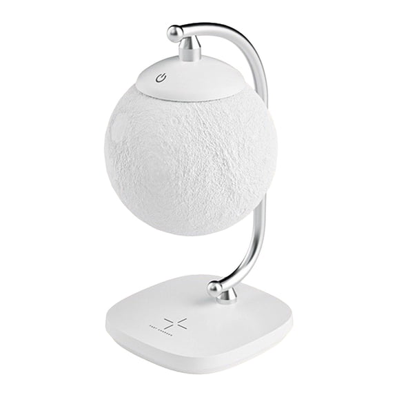 WSZZL Lunar Inspired Touch Control LED Table Lamp, Dimmable Night Light with Wireless Charger, Eye Protection Reading Light for Bedroom, Portable USB Rechargeable Design for Adults