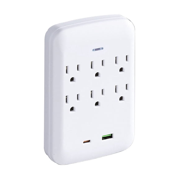 WSZZL Multi Hole Wireless Charging Socket, 6 AC Outlets, 1 USB, 1 C Charging Port, Convenient for Home and Travel, Compact Design for Business Trips, Perfect for Tech Enthusiasts