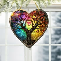 WSZZL Tree of Life Suncatcher, Heart Shaped Home Decor, Positive Energy Wall Hanging, Indoor Outdoor Decoration, Unique Gift for Family, Nature Inspired Ornament