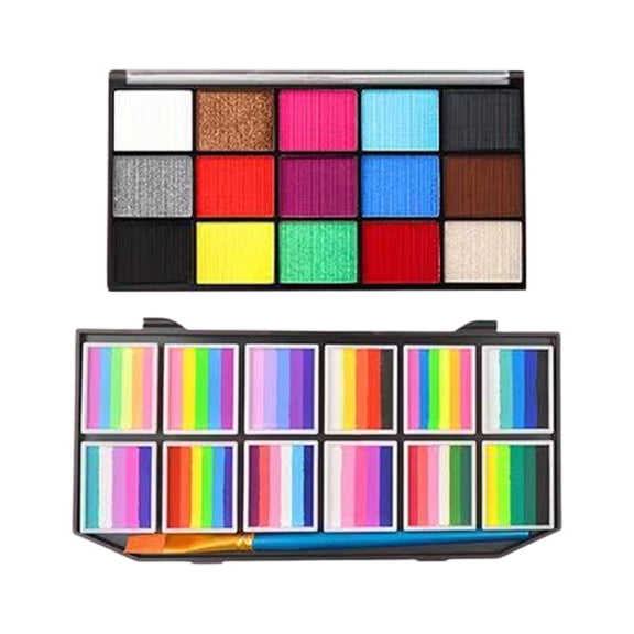 WSZZL Washable Face Paint Kits for Beginners, Complete with Brushes, Stencils, Sponges, and Glitter Stickers, Perfect for Parties and Events, Ideal for Creative Expression and Family Fun