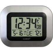 WT-8005U-S Atomic Digital Wall Clock with Indoor Temperature and Date