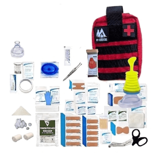 WT Outdoors Hunting and Fishing First Aid Trauma Kit .Quick Deployment Bag anti Burn Choking , Survival Device Care,Blanket, CPR Mask – Bleed