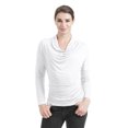 thumbnail image 1 of WT1381 Womens Cowl Neck Long Sleeve Drape Top With Side Shrring L White, 1 of 3