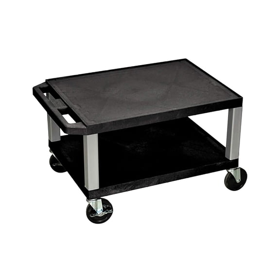 WT16-N 16"H AV Cart - Two Shelves - Legs, Multipurpose Storage for Video Projector, TV, Laptop, Computer, Printer Stand, 24"W x 18"D x 16"H