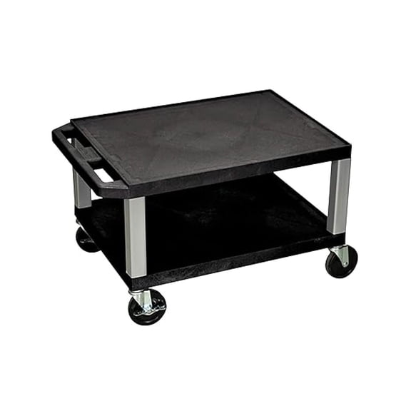 WT16-N 16"H AV Cart - Two Shelves - Legs, Multipurpose Storage for Video Projector, TV, Laptop, Computer, Printer Stand, 24"W x 18"D x 16"H