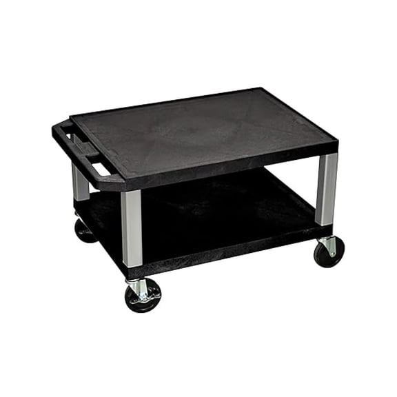 WT16-N 16"H AV Cart - Two Shelves - Legs, Multipurpose Storage for Video Projector, TV, Laptop, Computer, Printer Stand, 24"W x 18"D x 16"H