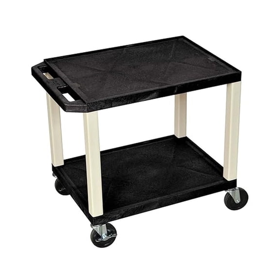 WT26 26"H AV Cart - Two Shelves - Black Legs, 4" Silent-Roll, Full-Swivel Heavy-Duty Casters, Two with Locking Brake, Multipurpose Storage for Video Projector, TV, Laptop, Printer Stand