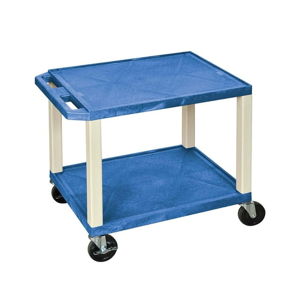 WT26BU 26"H AV Cart - Two Shelves - Putty Legs, 4" Silent-Roll, Full-Swivel Heavy-Duty Casters, Two with Locking Brake, Multipurpose Storage for Video Projector, TV, Laptop, Printer Stand