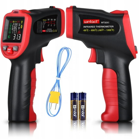 WT323C Infrared Thermometer with Color Screen and K-Type Thermocouple -50 +650C
