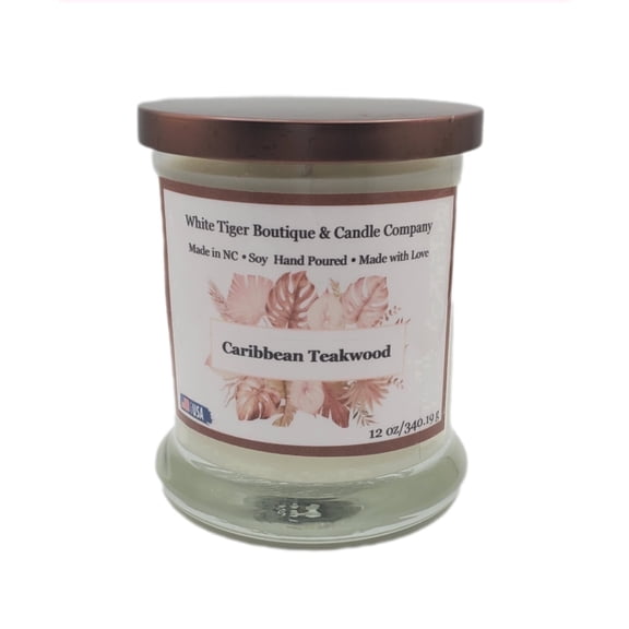 WTB&CC 12oz Caribbean Teakwood Scented Container Candle