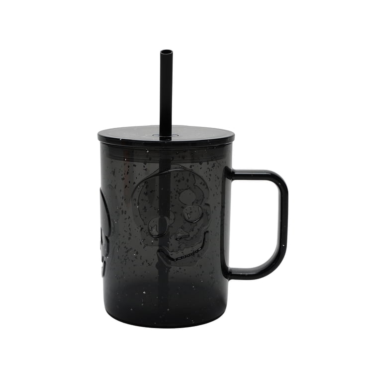 20-Ounce Black Glitter Acrylic Skull Mug with Lid & Straw, by Way to  Celebrate - Walmart.com