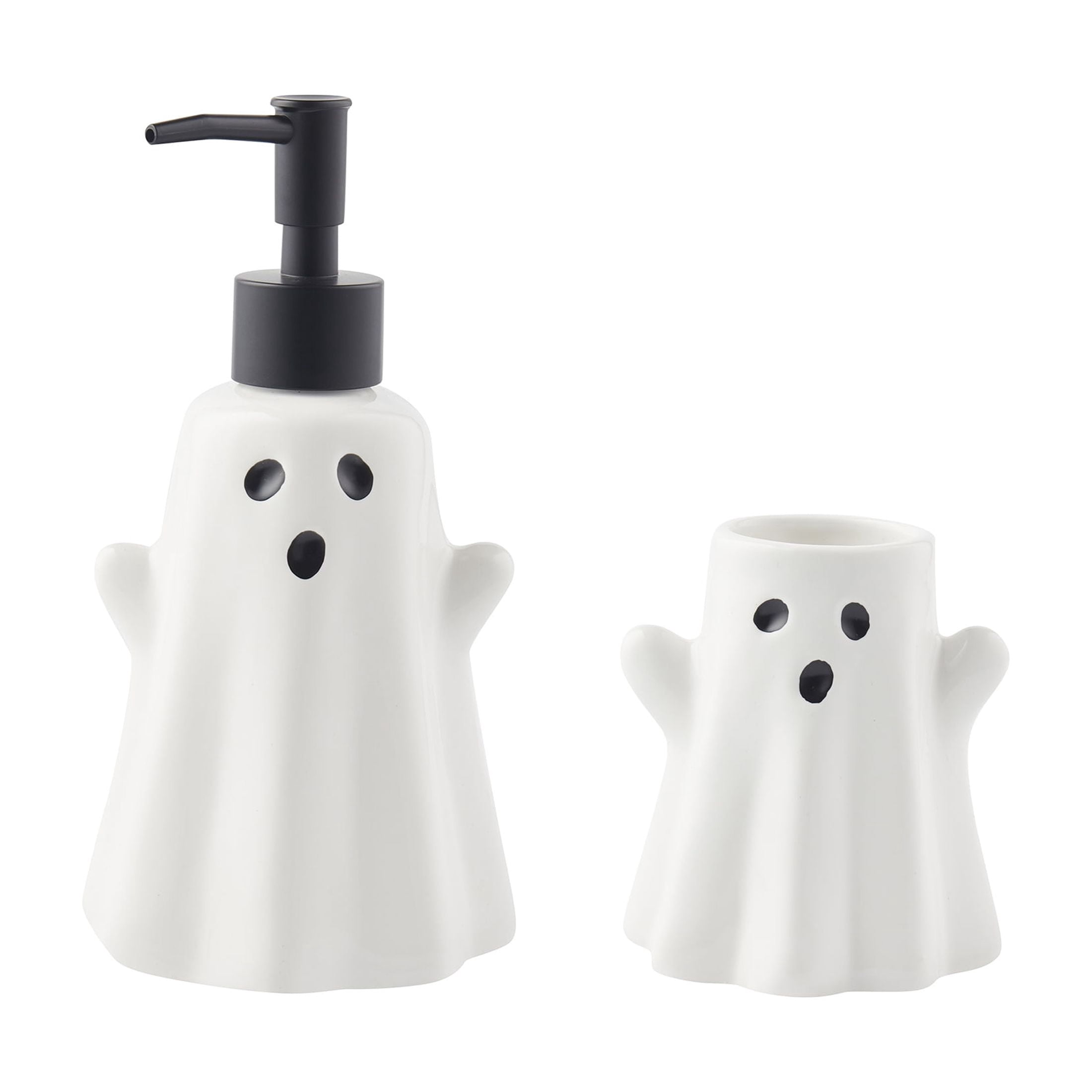 Way to Celebrate! 2-Piece Ceramic Ghost Bath Accessory Set, White