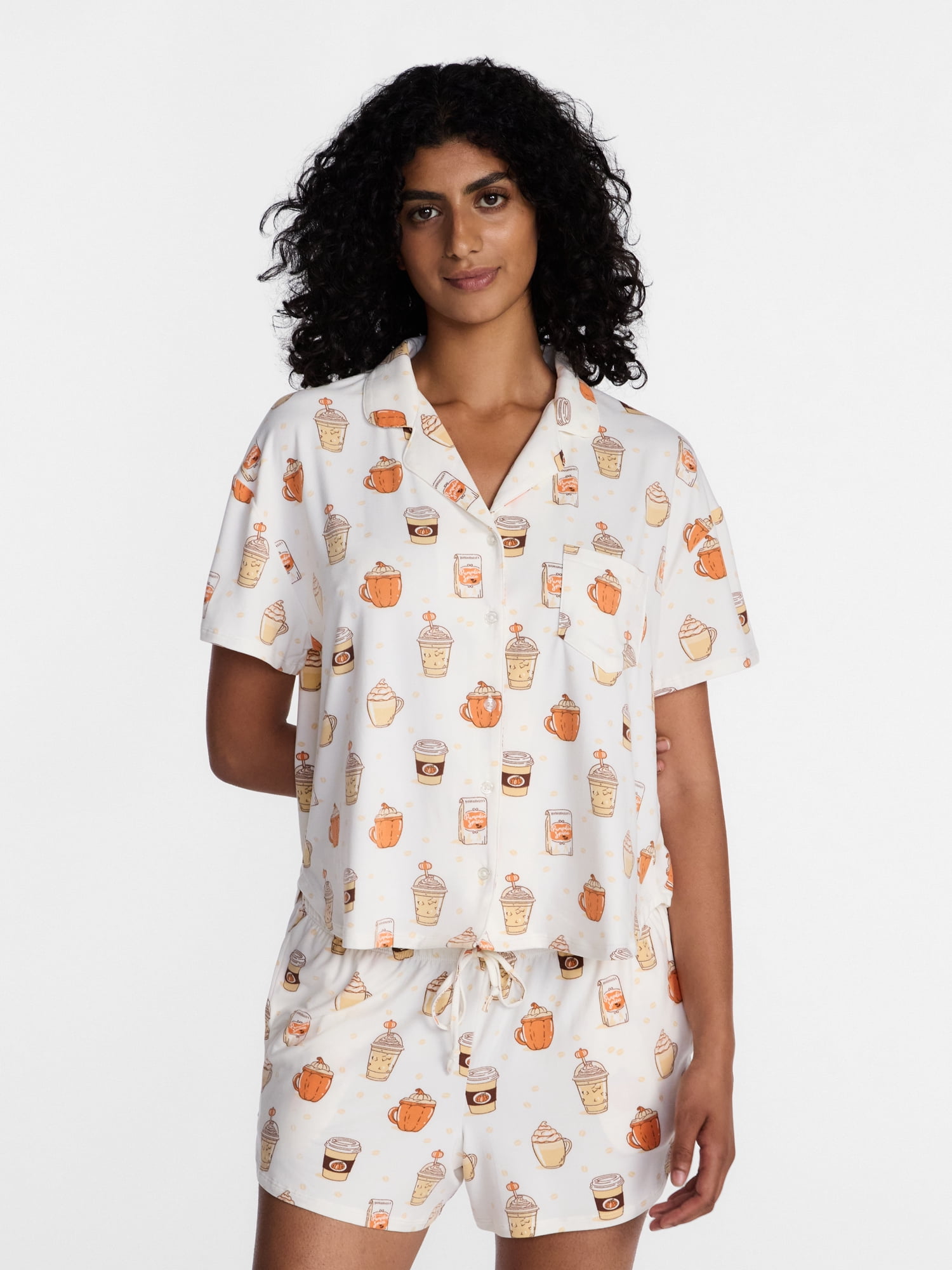 Halloween Women's Notched Top and Shorts Pajama Set from Way to Celebrate, 2-Piece, Sizes XS-3X
