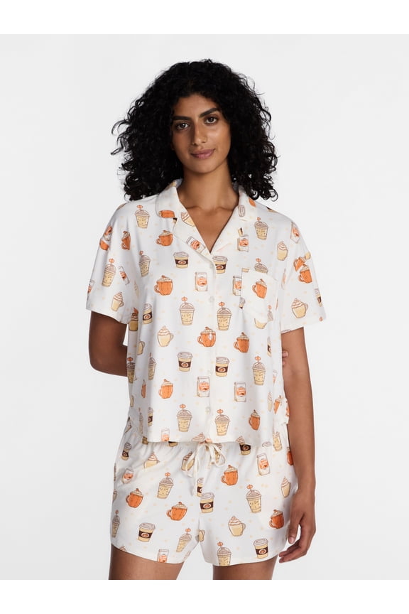 Halloween Women's Notched Top and Shorts Pajama Set from Way to Celebrate, 2-Piece, Sizes XS-3X