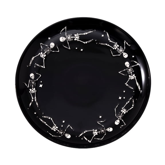 Way to Celebrate Halloween Ceramic Dancing Skeletons Round Serving Tray