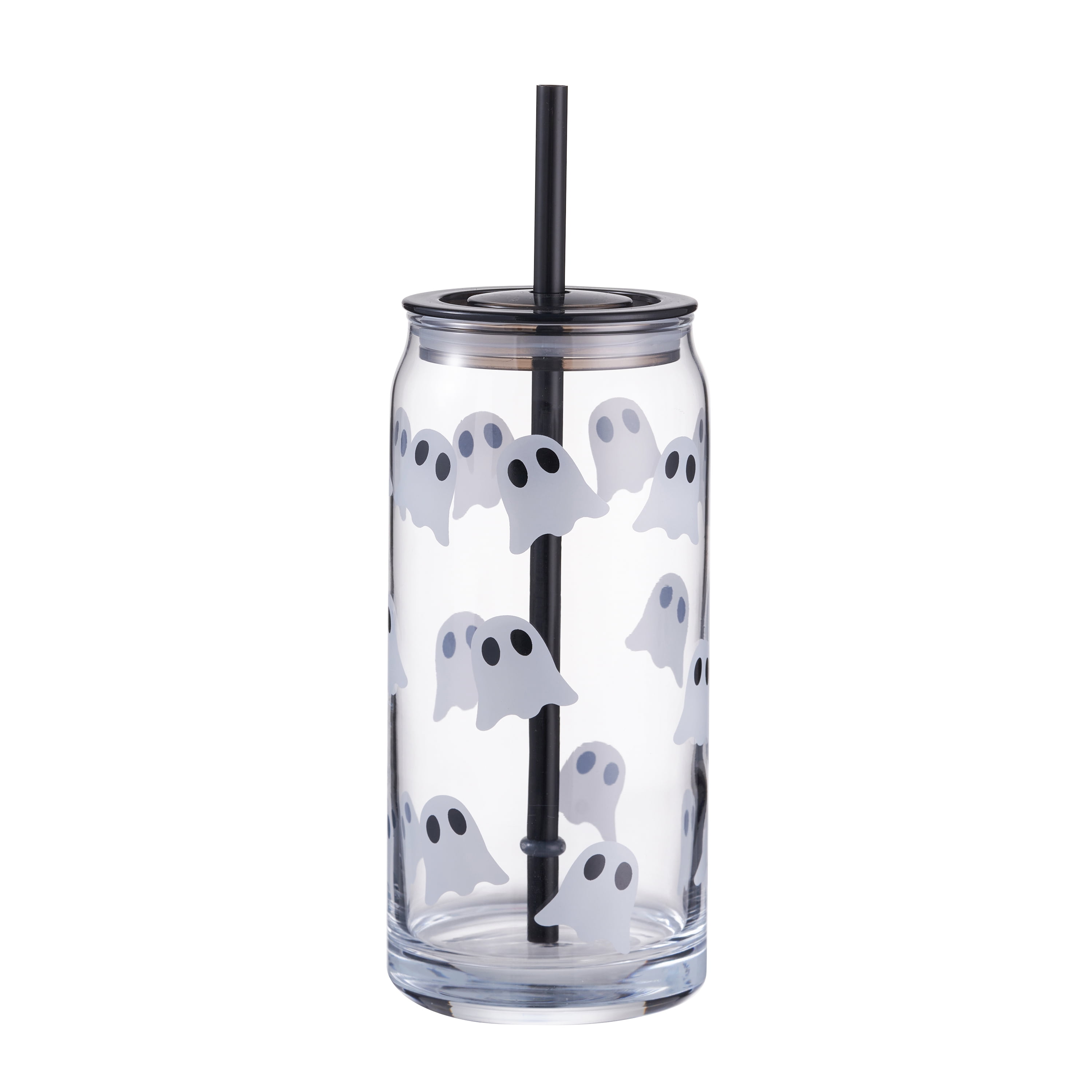 Way To Celebrate Glass Can Sipper, 20 oz, Halloween Ghost