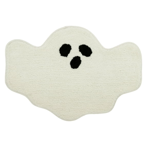 Way to Celebrate! White/Black Ghost Shaped Bath Rug, 17" x 24"