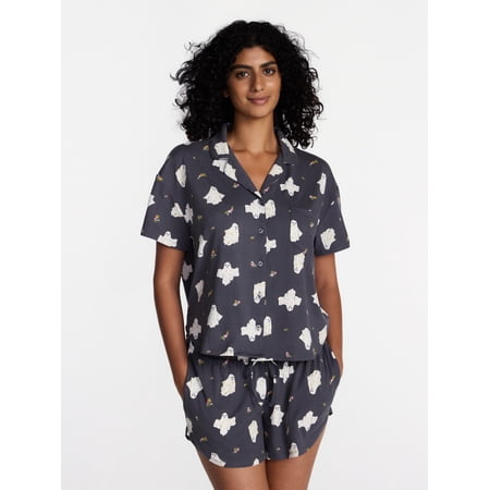 Way To Celebrate Halloween Women's Notched Top and Shorts Pajama Set from Way to Celebrate, 2-Piece, Sizes XS-3X